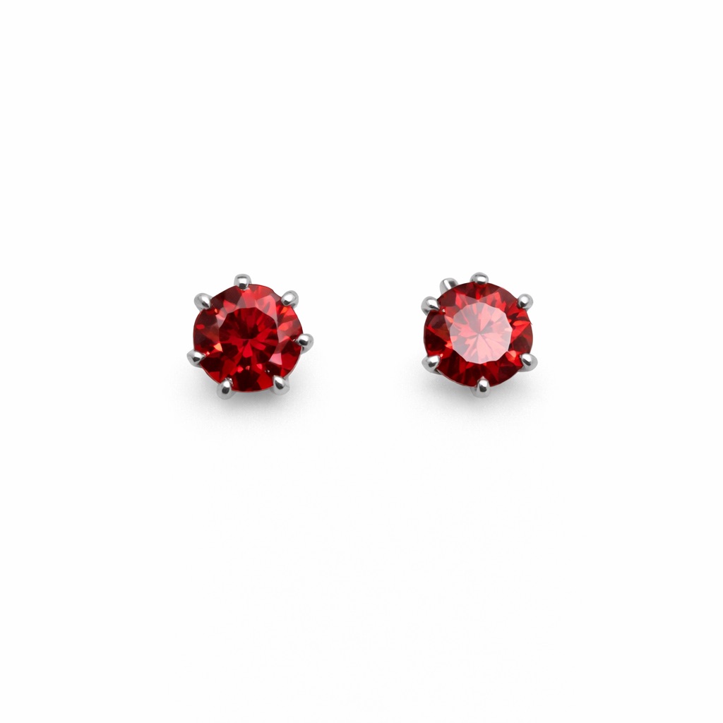 0.5 Ct * 2 Moissanite Diamond Red Solitaire Earrings